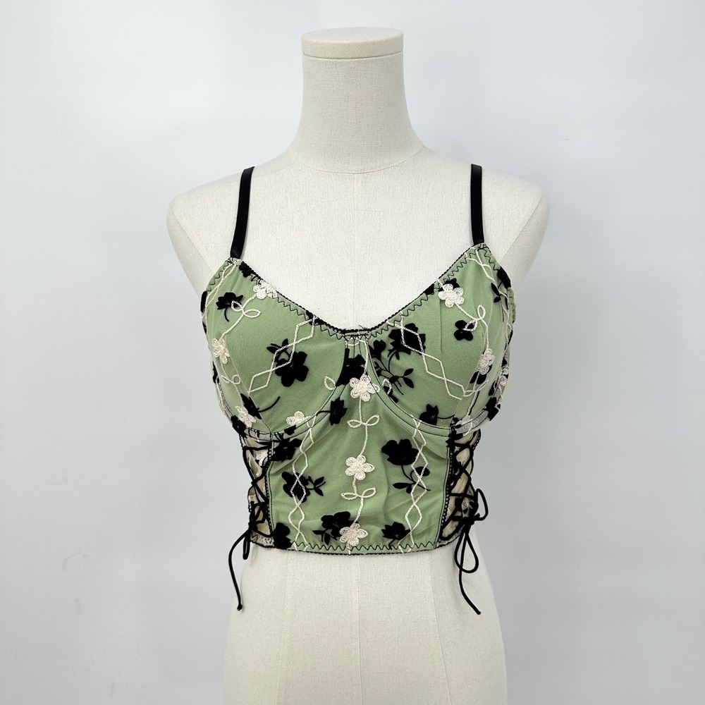 Bustier Corset Top XL Soft Gothic Fairygrunge Regency Boudoir Nature Green Romwe